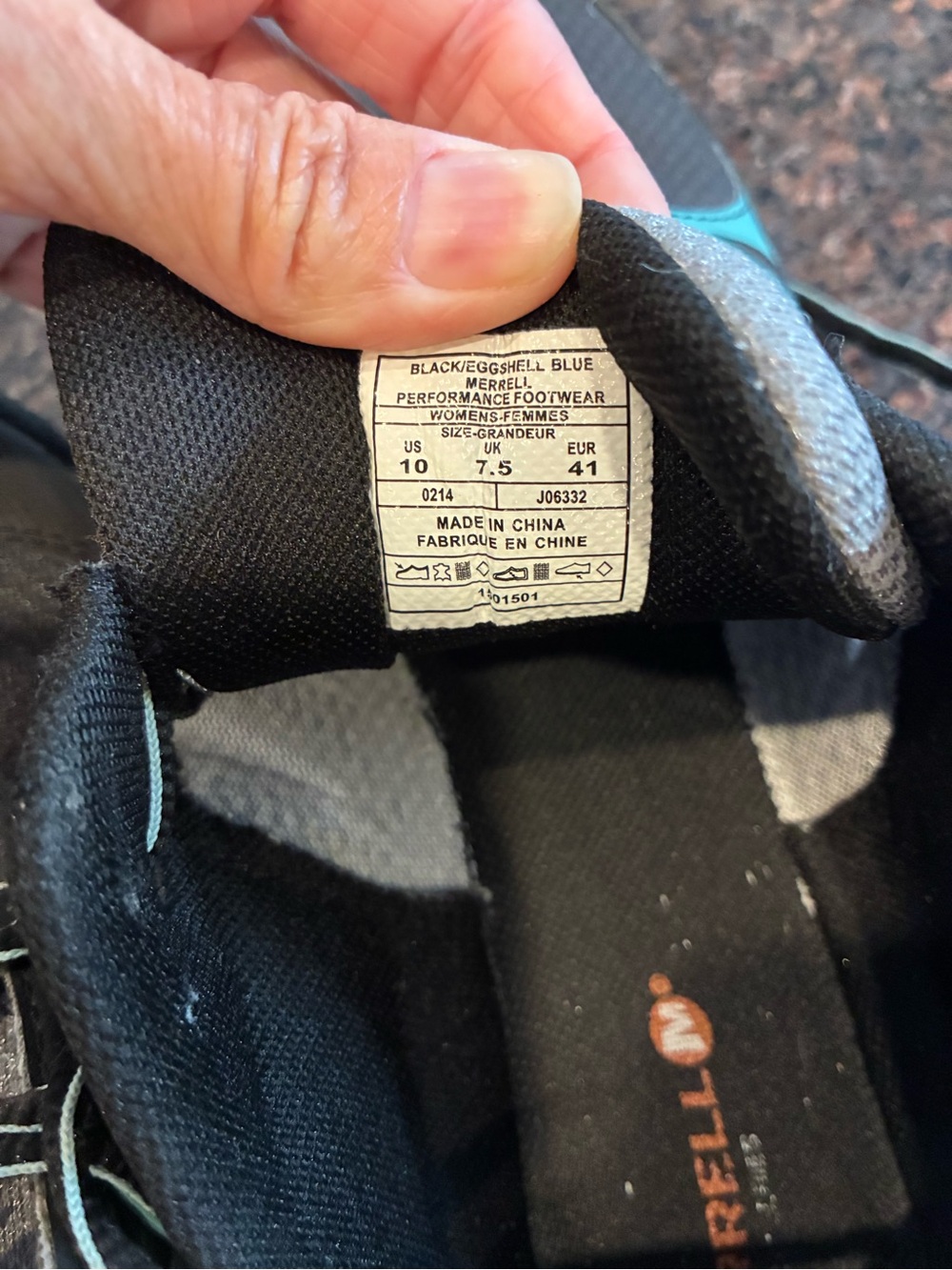 Merrell Men's Black and Teal Trail Athletic Shoes - Picture 4 of 5